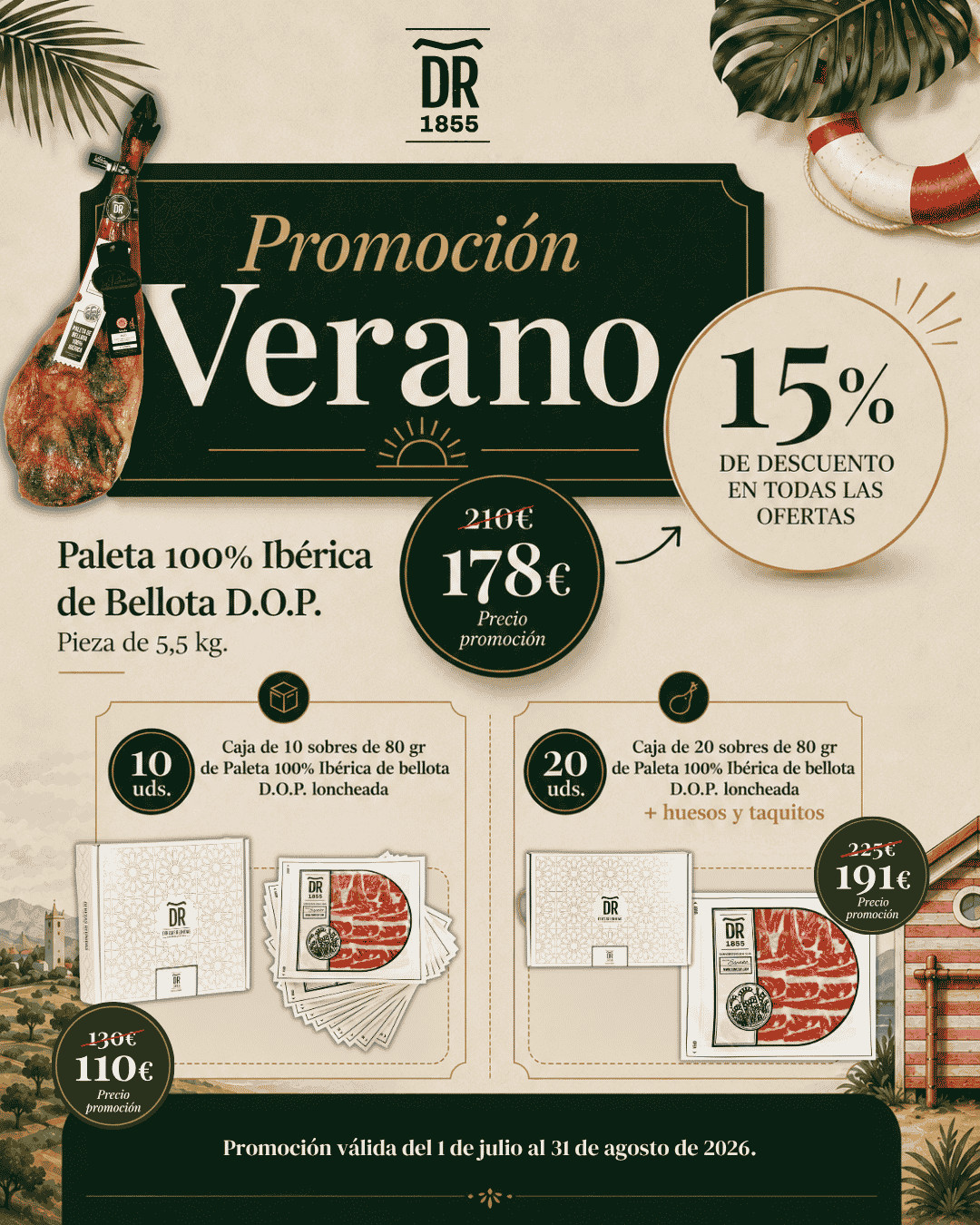 100% Iberian Acorn-Fed Shoulder Ham PDO - Piece - DR1855